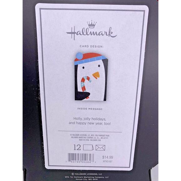 Hallmark Boxed Christmas Cards PENGUIN in Stand-up Keepsake Box Sealed - Picture 3 of 3